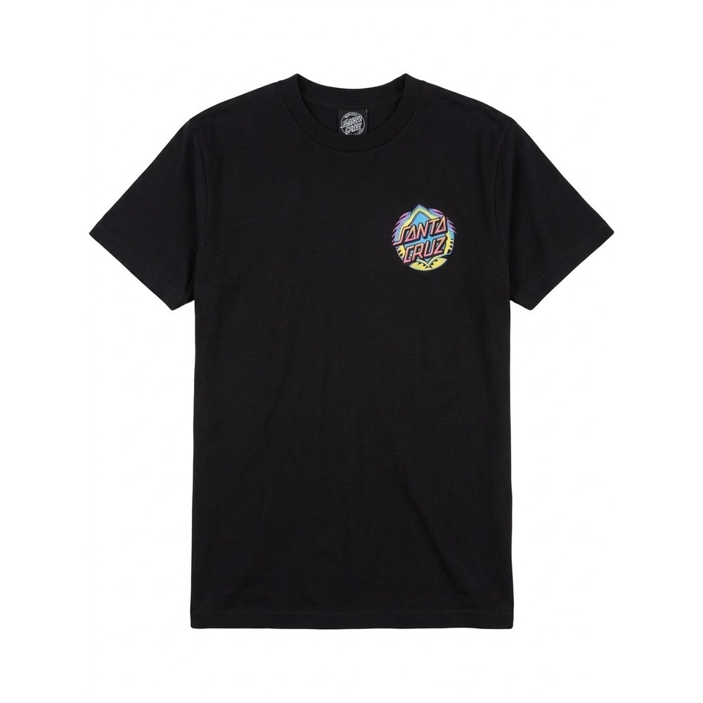 Santa Cruz T-Shirt Men Medium Black Neon Graphic Logo Y2K Modern Vintage Tee